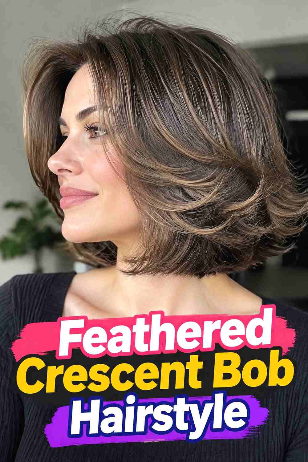 8. Feathered Crescent Bob Hairstyle