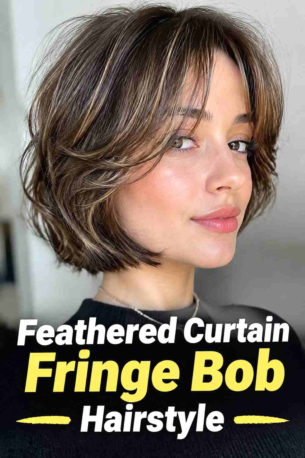 4. Feathered Curtain Fringe Bob Hairstyle