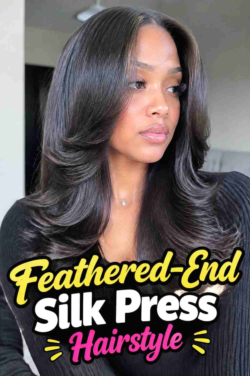 5. Feathered End Silk Press Hairstyle