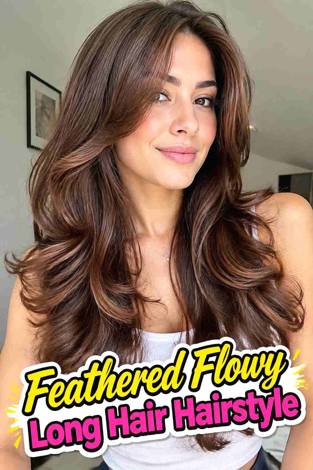 5. Feathered Flowy Long Hair Hairstyle