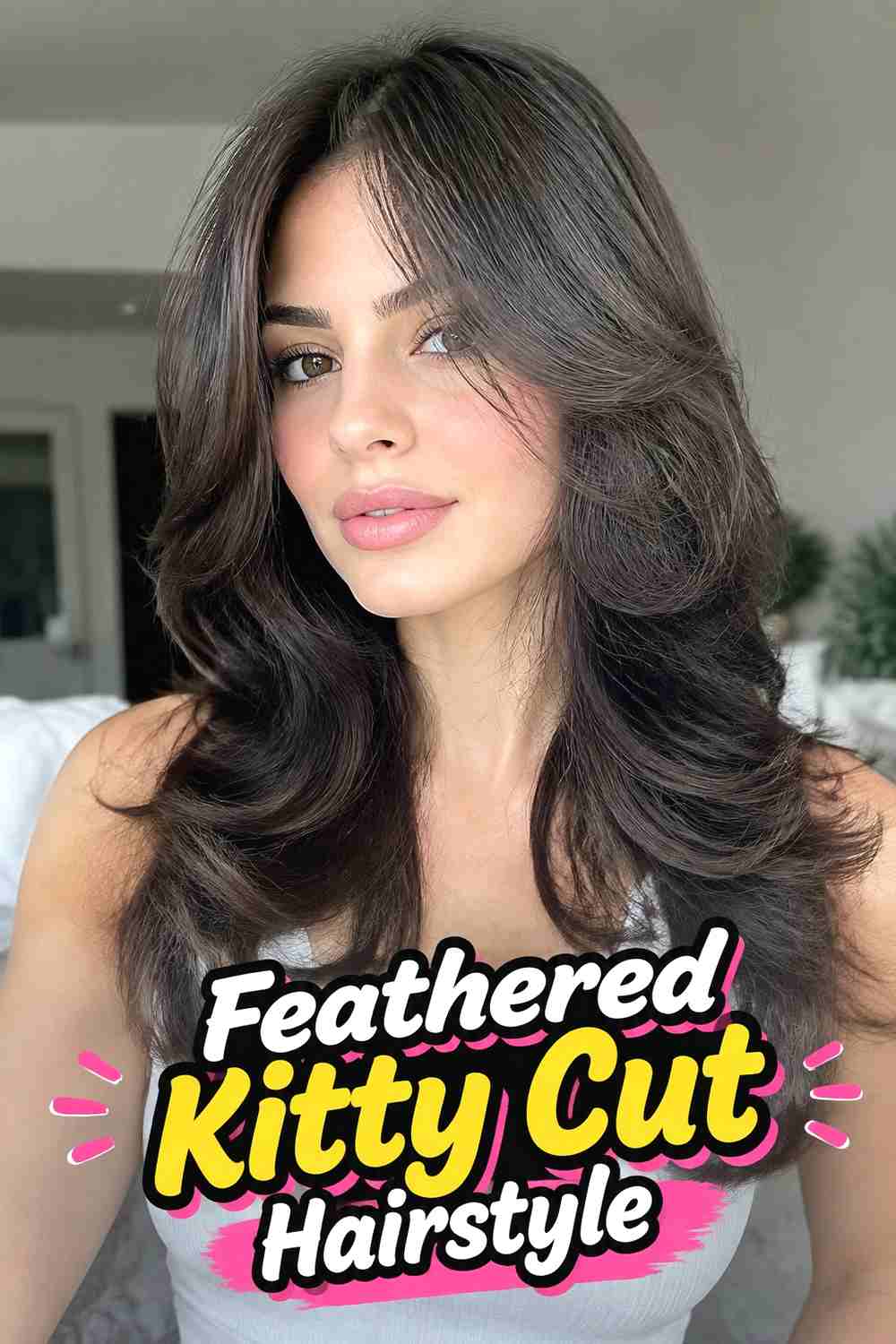 9. Feathered Kitty Cut Hairstyle