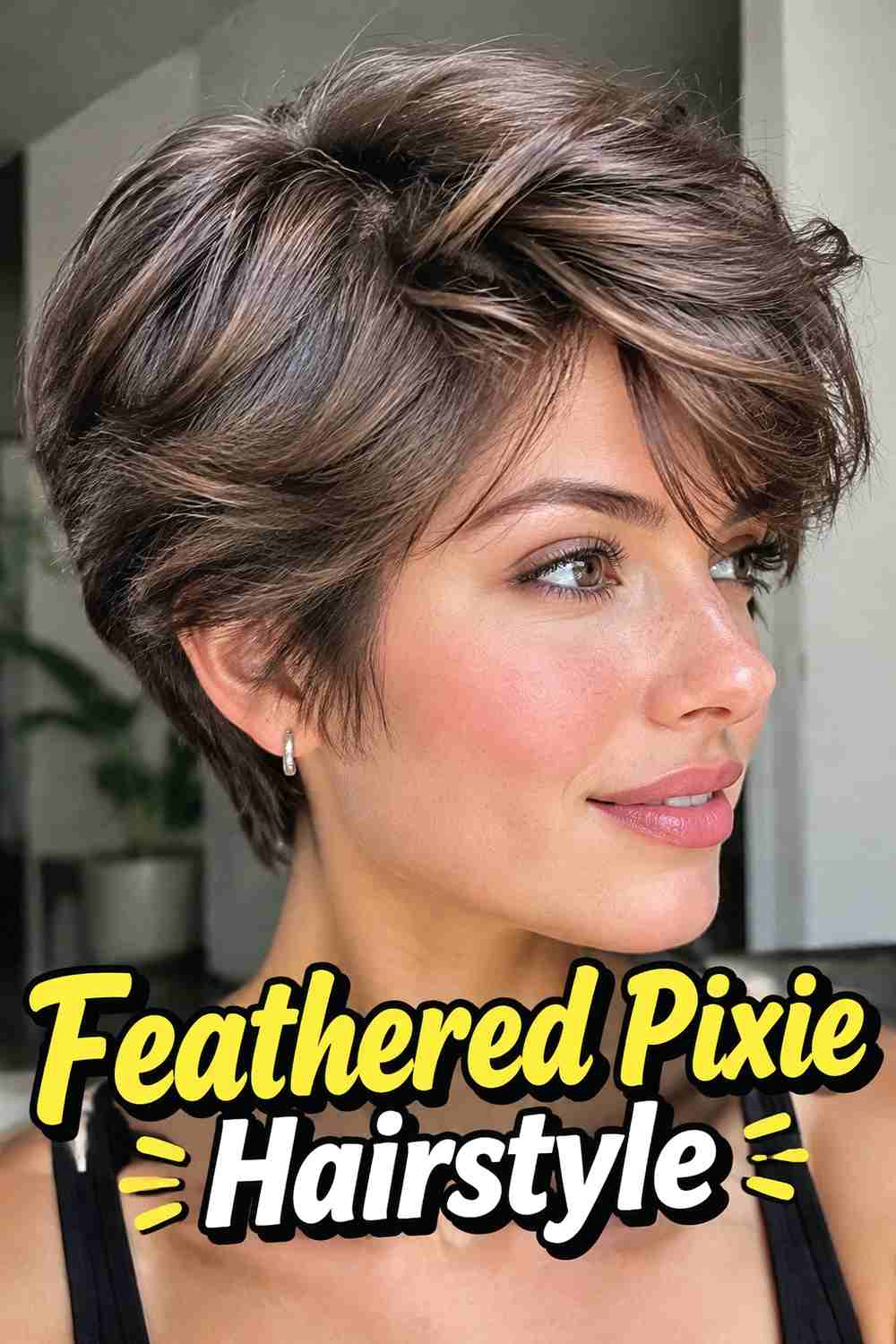 9. Feathered Pixie Hairstyle