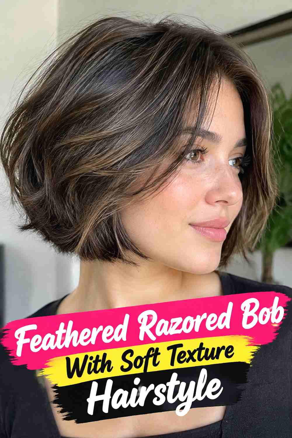 17. Feathered Razored Bob With Soft Texture Hairstyle