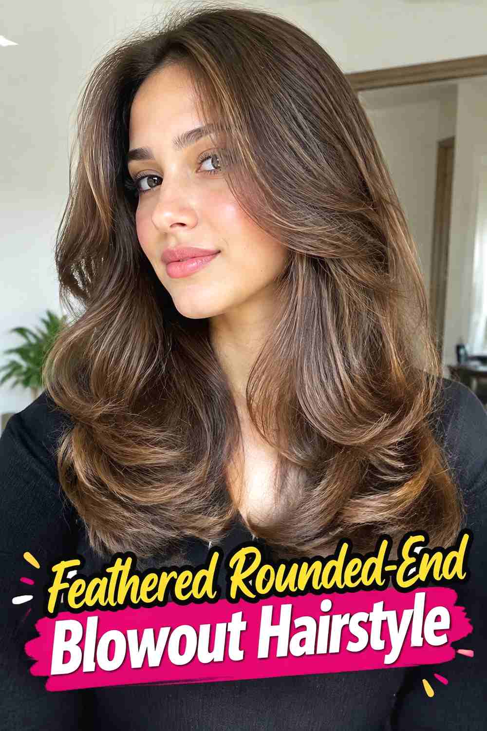 12. Feathered Rounded End Blowout Hairstyle