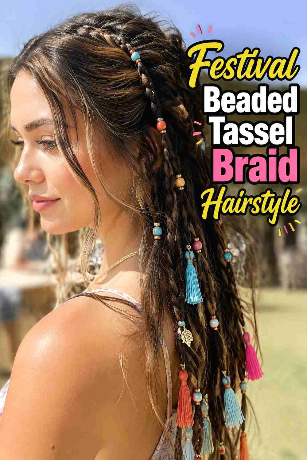 17. Festival Beaded Tassel Braid Hairstyle