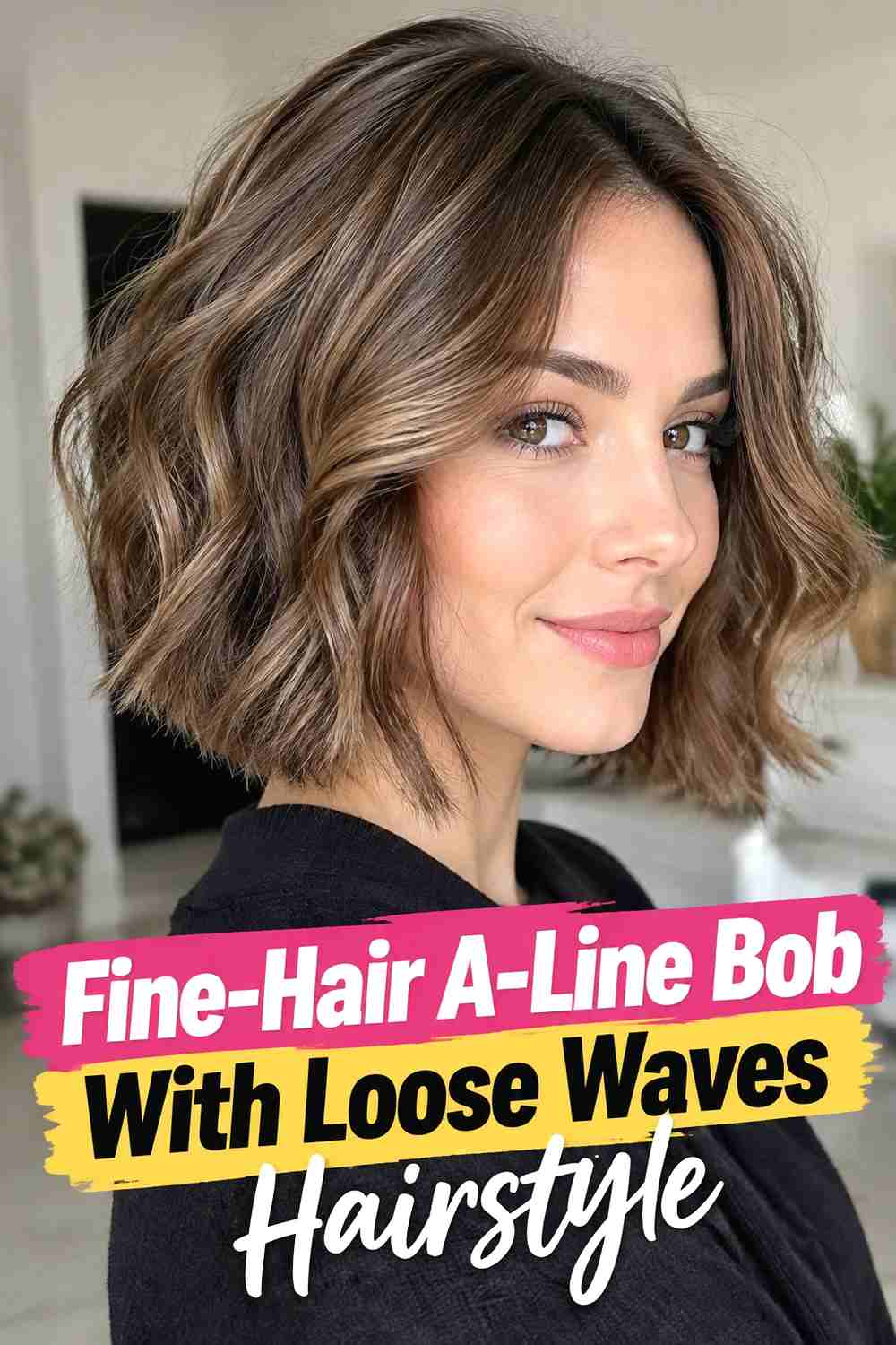 11. Fine Hair A Line Bob With Loose Waves Hairstyle