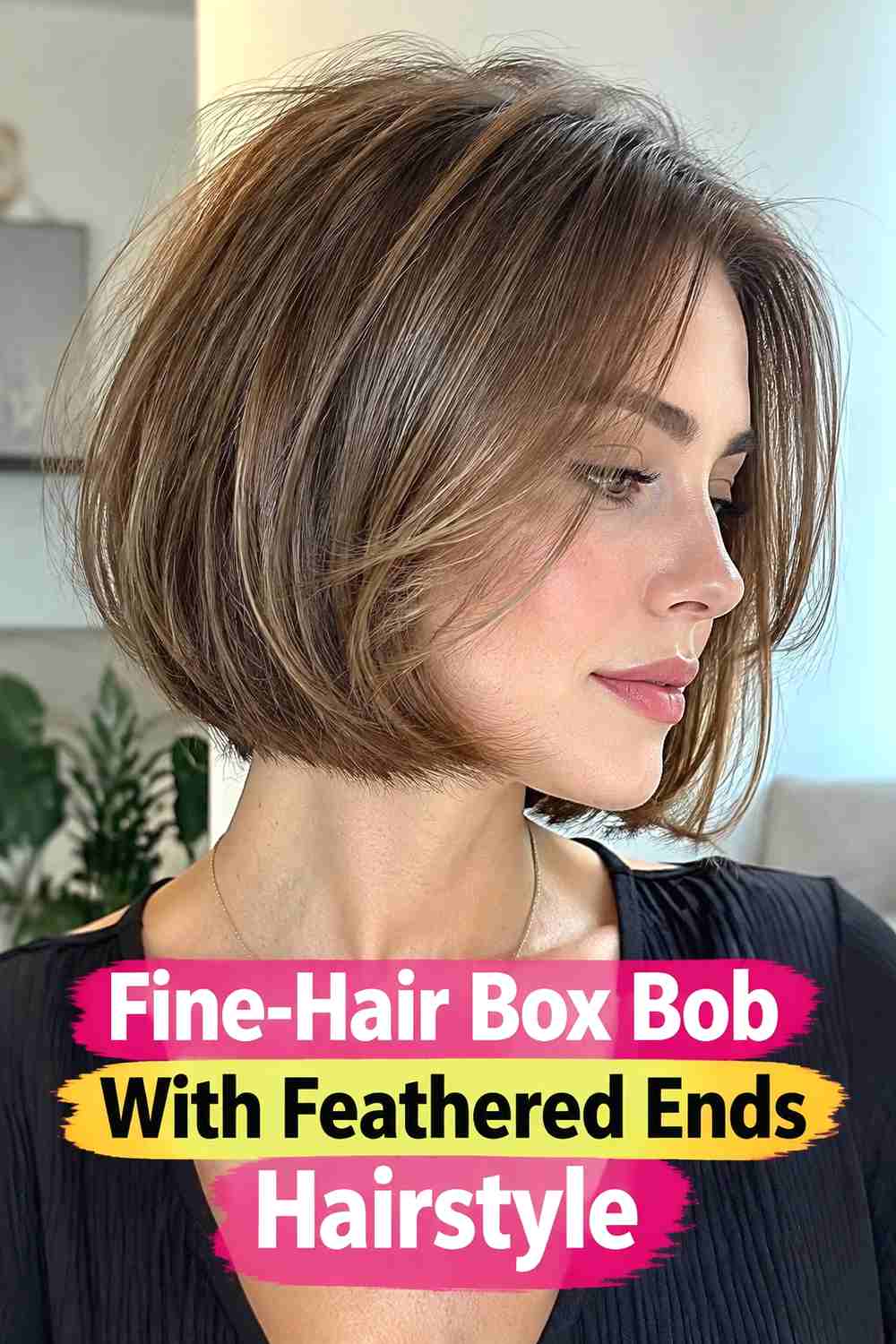 15. Fine Hair Box Bob With Feathered Ends Hairstyle