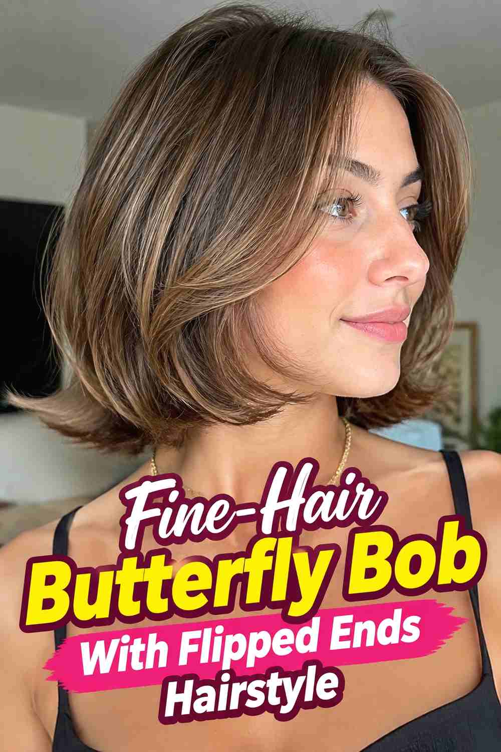 7. Fine Hair Butterfly Bob With Flipped Ends Hairstyle