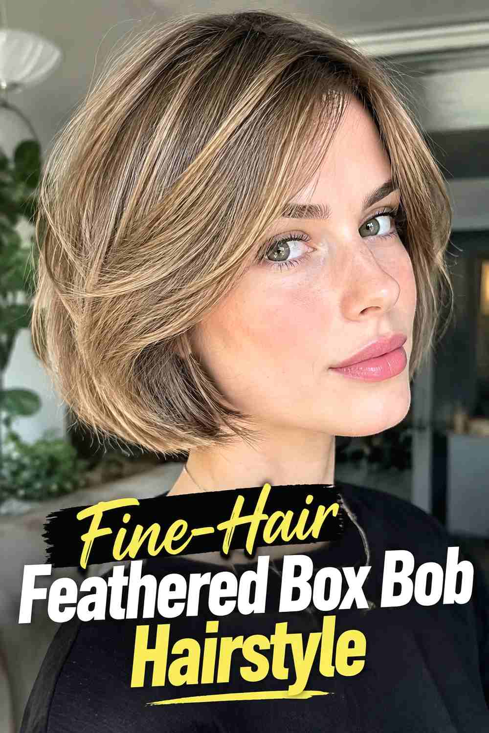 13. Fine Hair Feathered Box Bob Hairstyle