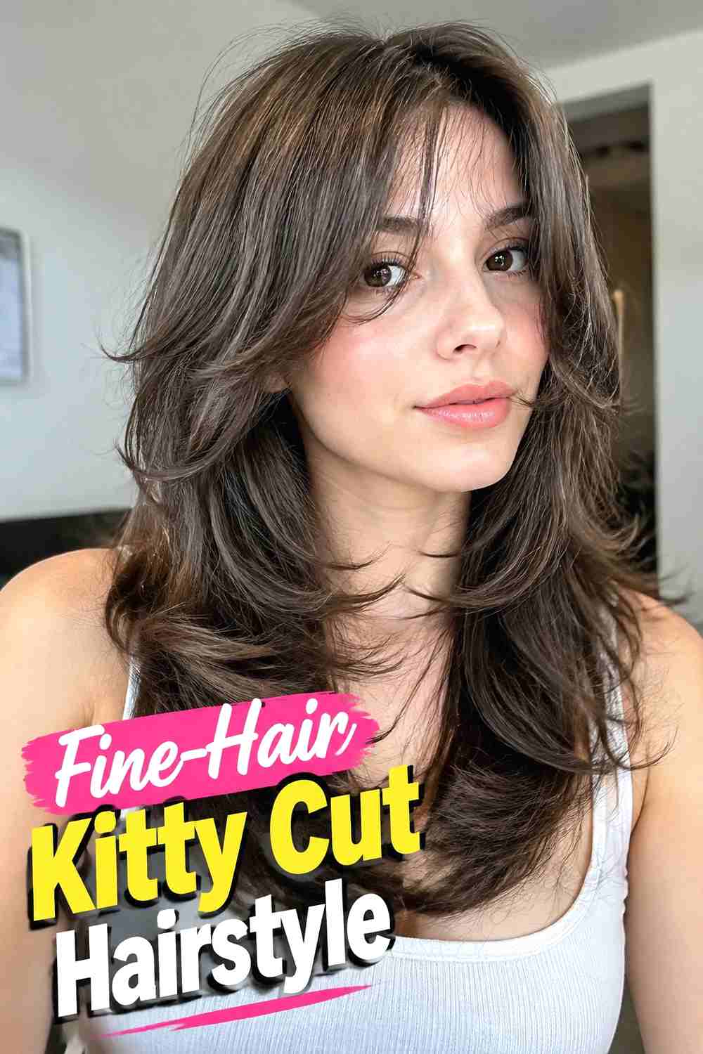 13. Fine Hair Kitty Cut Hairstyle