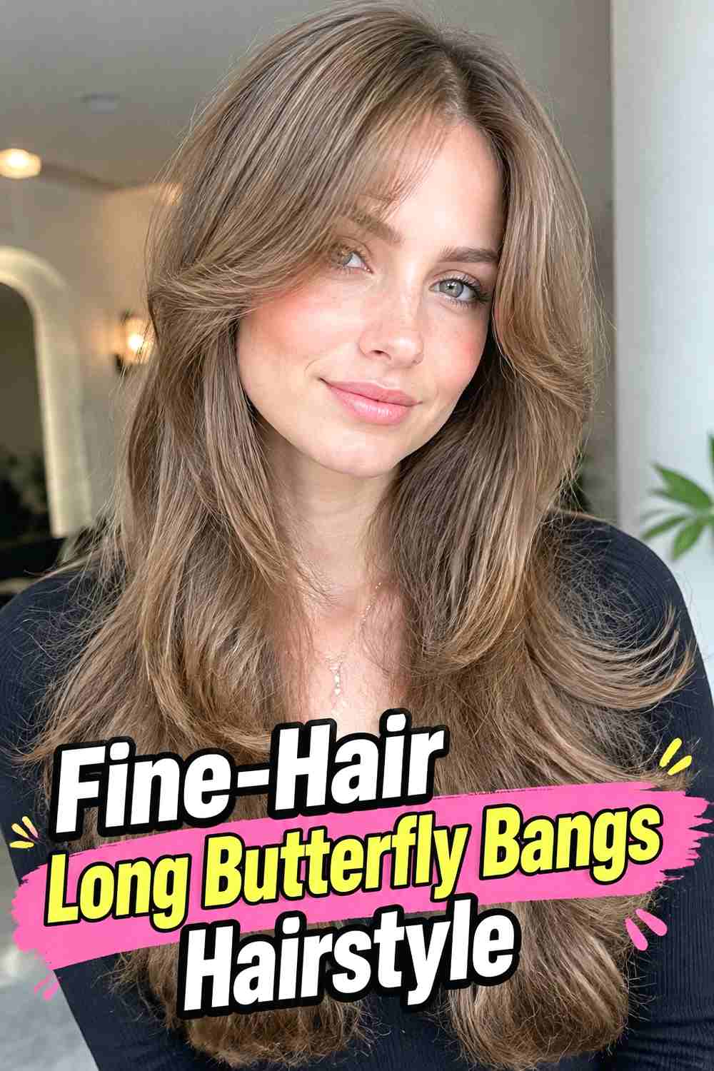 14. Fine Hair Long Butterfly Bangs Hairstyle