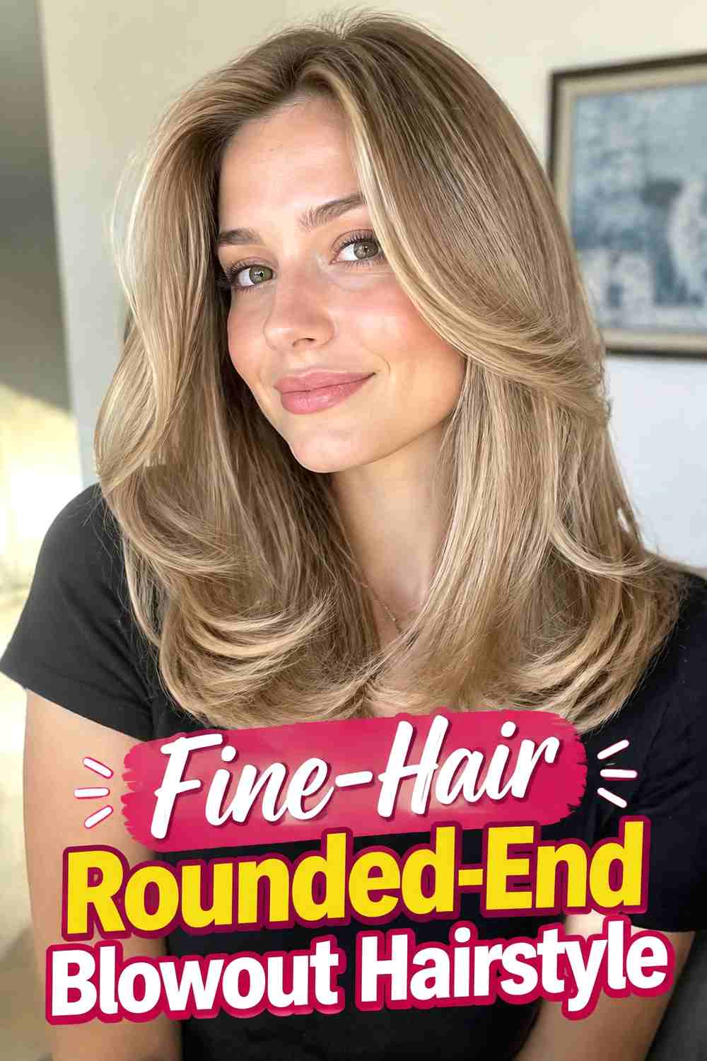 14. Fine Hair Rounded End Blowout Hairstyle