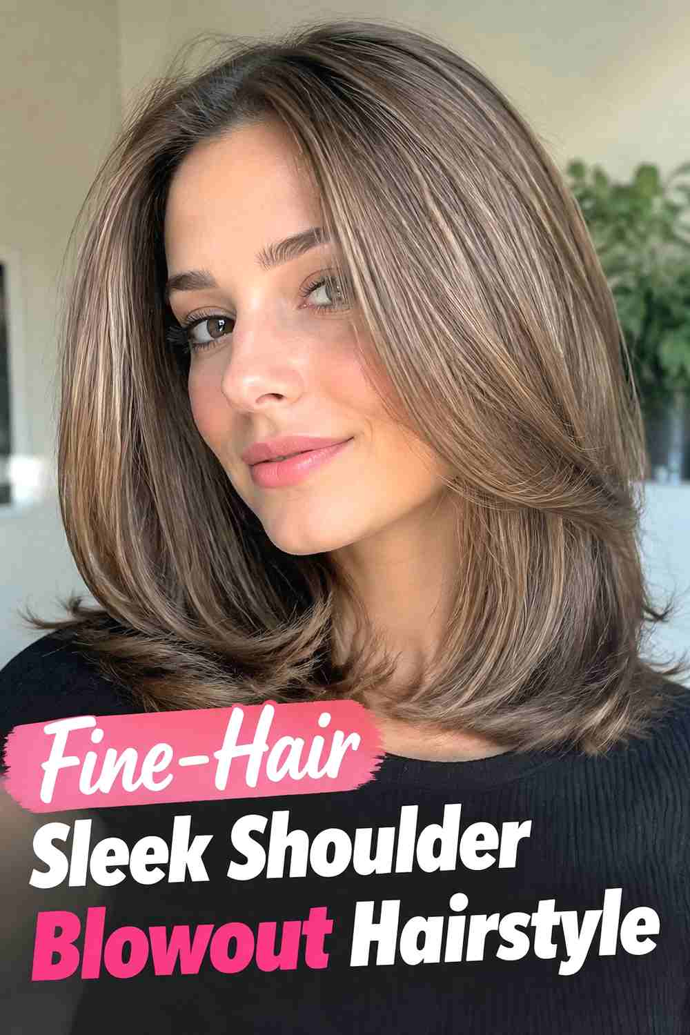 17. Fine Hair Sleek Shoulder Blowout Hairstyle