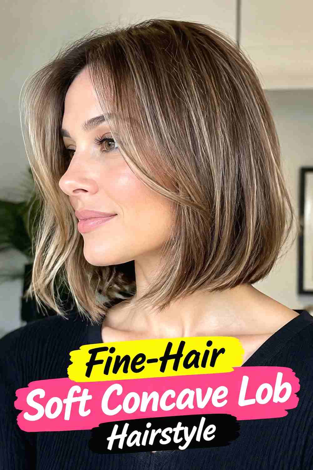 10. Fine Hair Soft Concave Lob Hairstyle