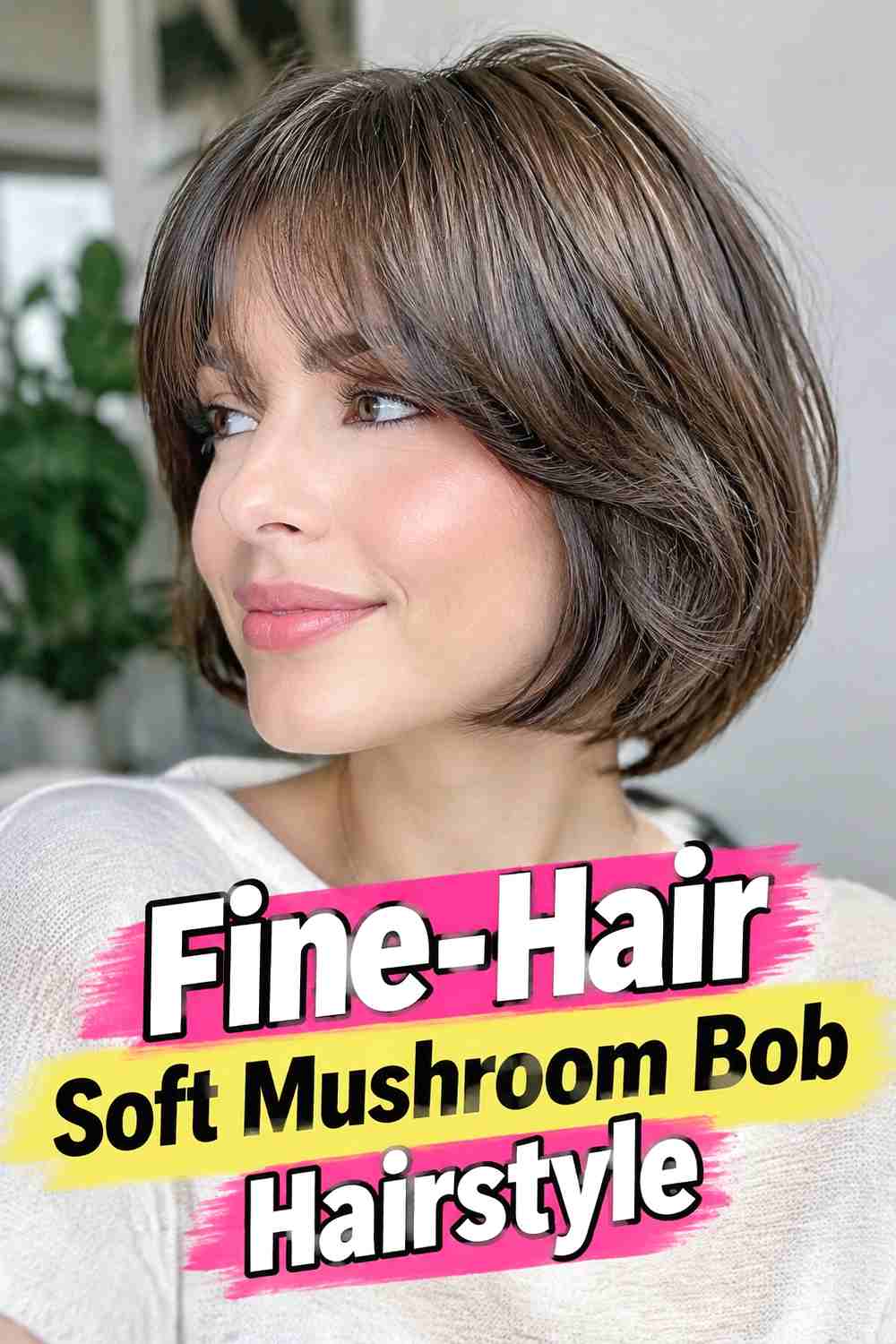 16. Fine Hair Soft Mushroom Bob Hairstyle