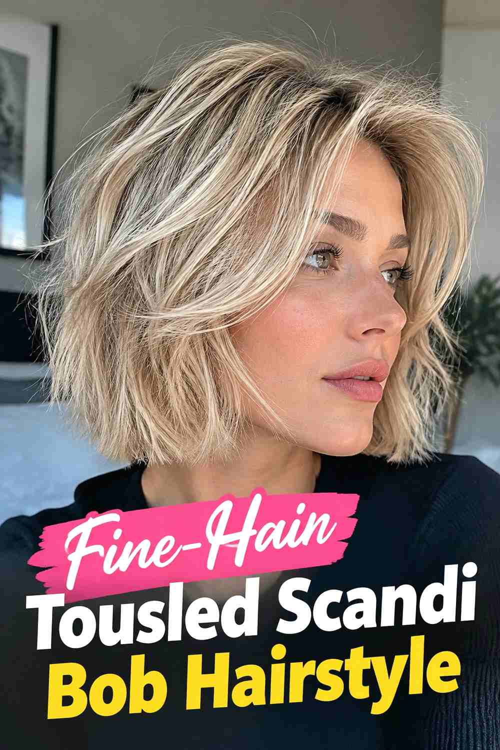 6. Fine Hair Tousled Scandi Bob Hairstyle