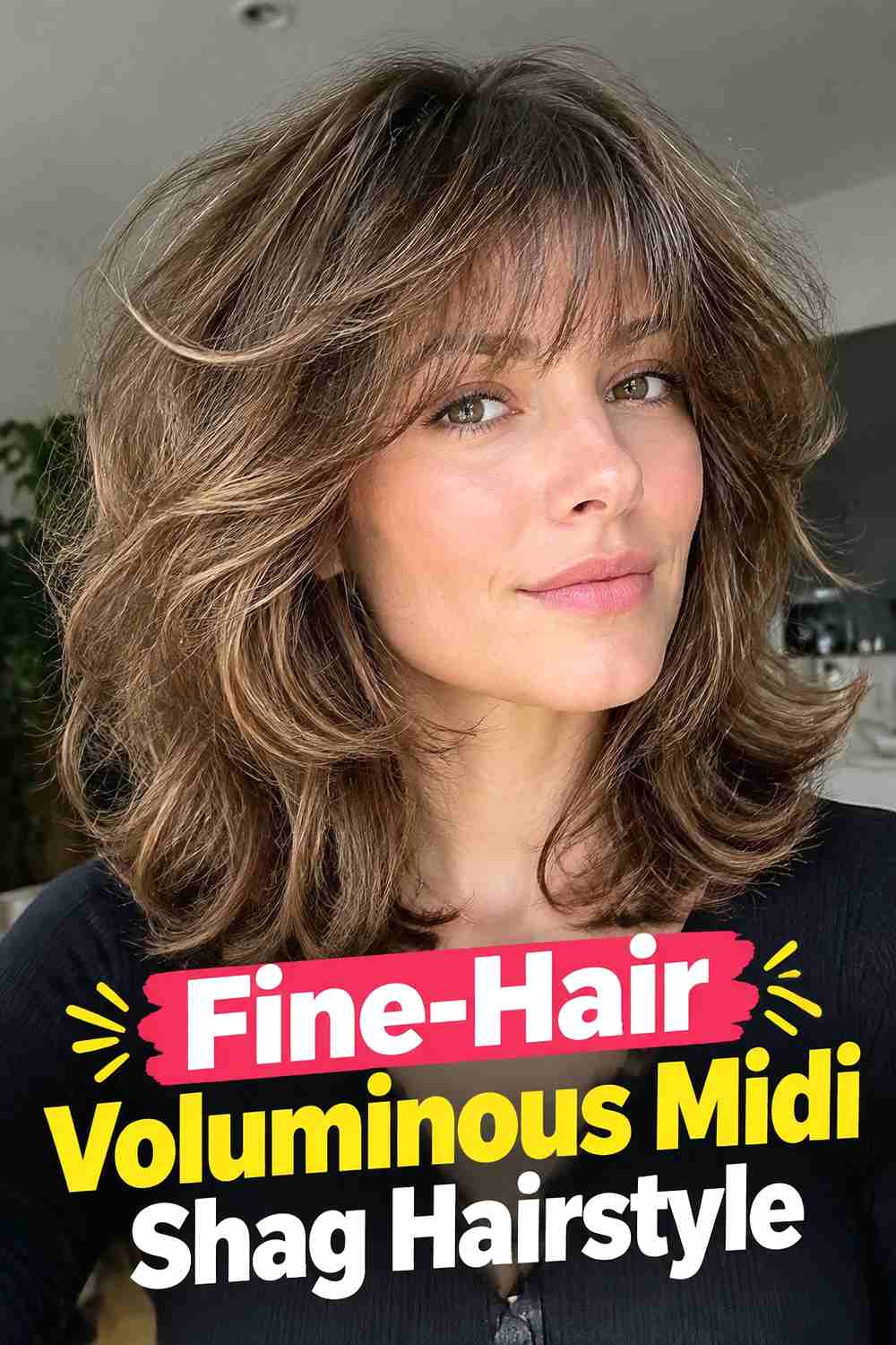 8. Fine Hair Voluminous Midi Shag Hairstyle