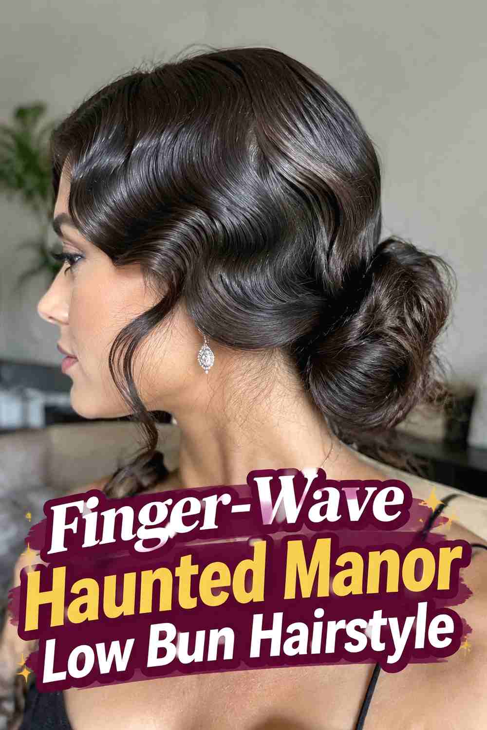 12. Finger Wave Haunted Manor Low Bun Hairstyle