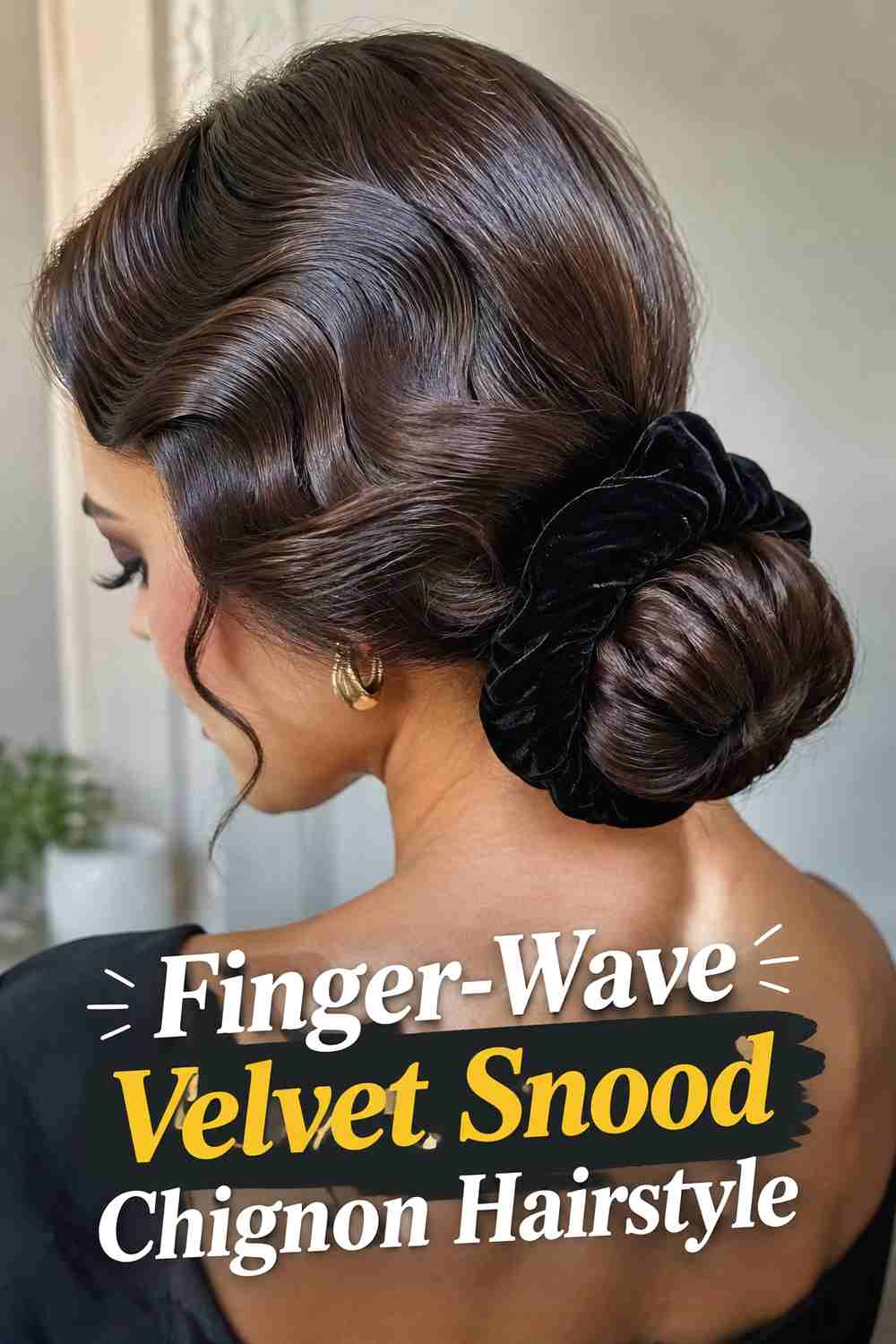 5. Finger Wave Velvet Snood Chignon Hairstyle