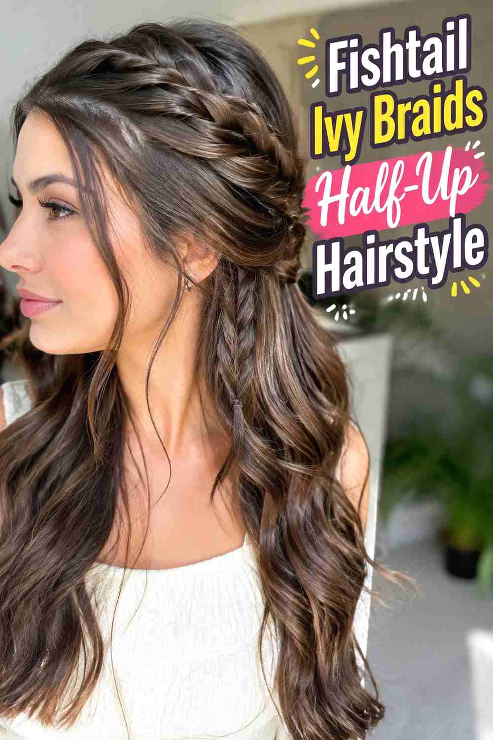 6. Fishtail Ivy Braids Half Up Hairstyle