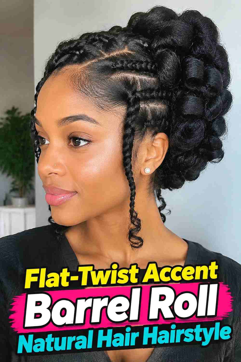7. Flat Twist Accent Barrel Roll Natural Hair Hairstyle