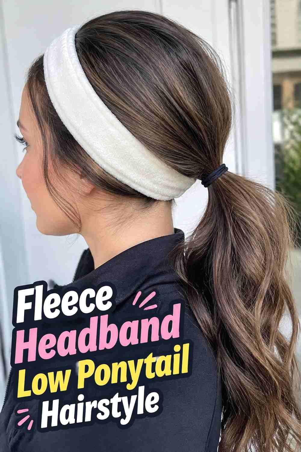 3. Fleece Headband Low Ponytail Hairstyle