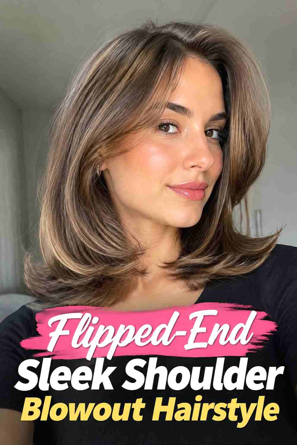 16. Flipped End Sleek Shoulder Blowout Hairstyle