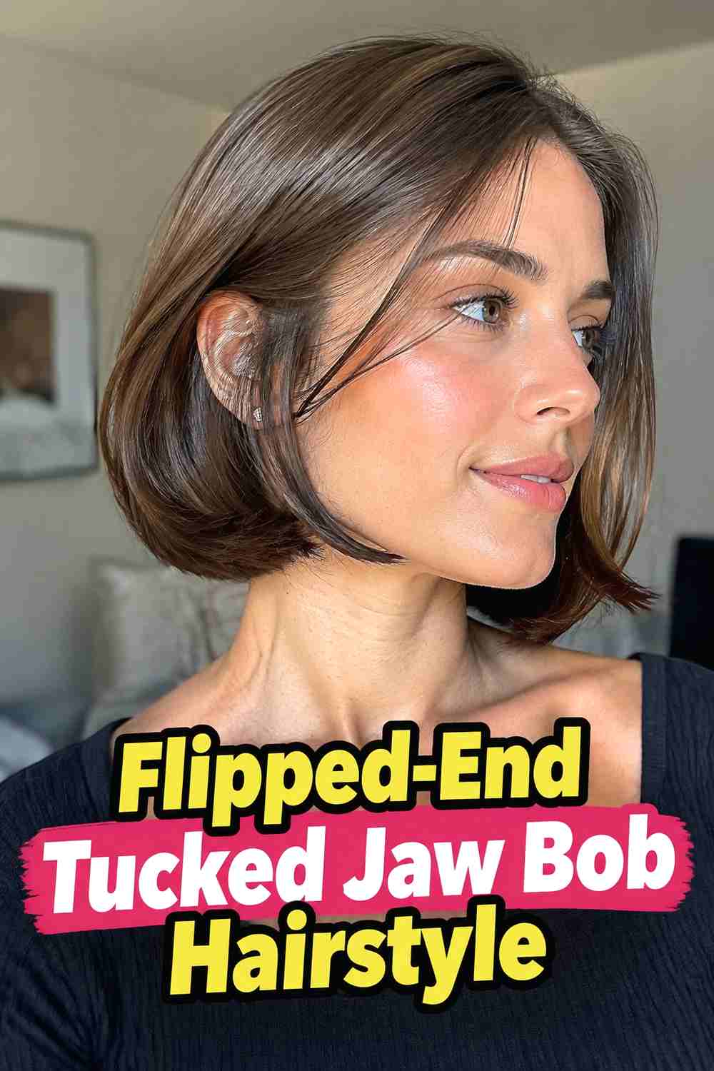 17. Flipped End Tucked Jaw Bob Hairstyle