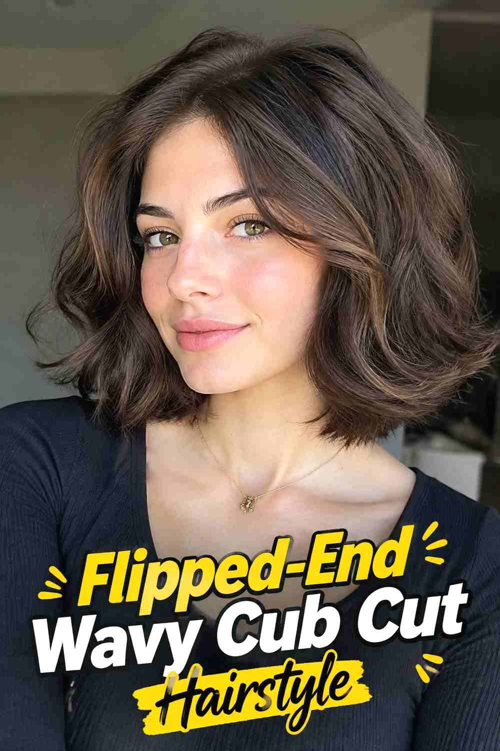 14. Flipped End Wavy Cub Cut Hairstyle