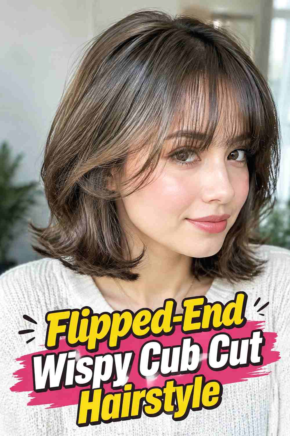 18. Flipped End Wispy Cub Cut Hairstyle