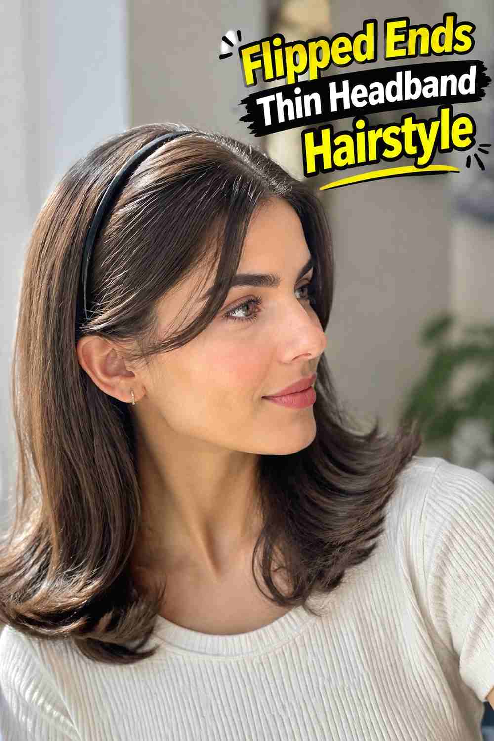 3. Flipped Ends Thin Headband Hairstyle