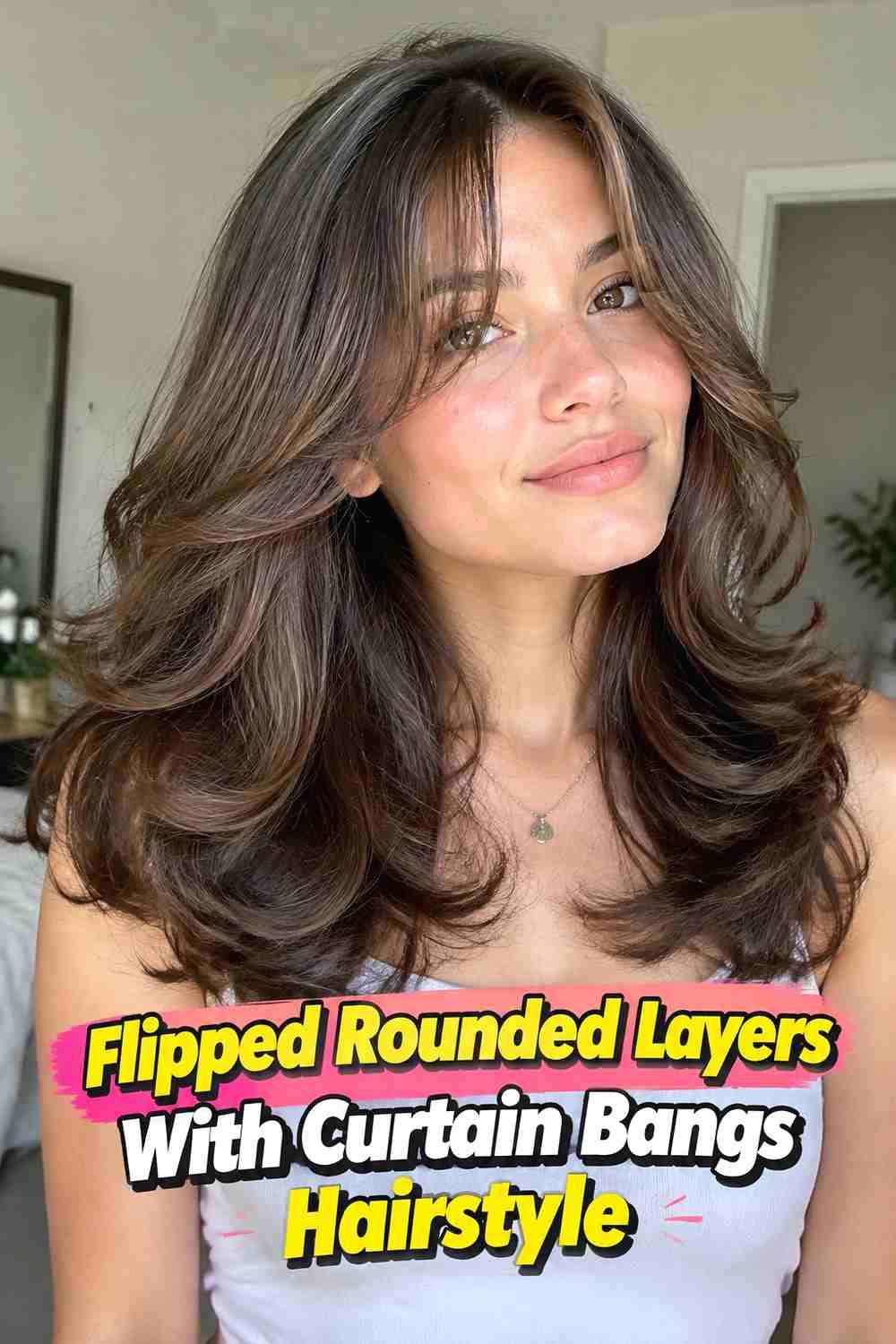 10. Flipped Rounded Layers With Curtain Bangs Hairstyle