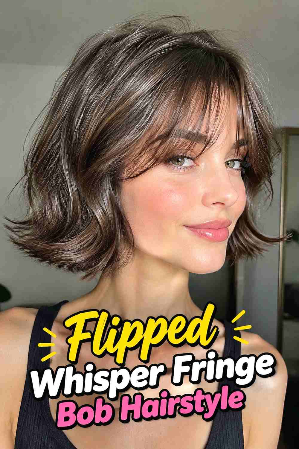 14. Flipped Whisper Fringe Bob Hairstyle