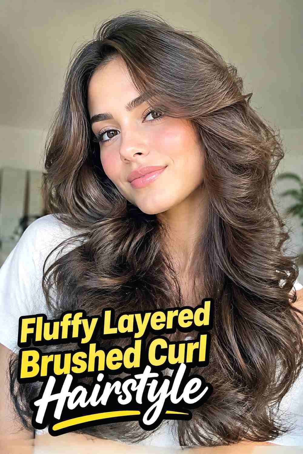 12. Fluffy Layered Brushed Curl Hairstyle