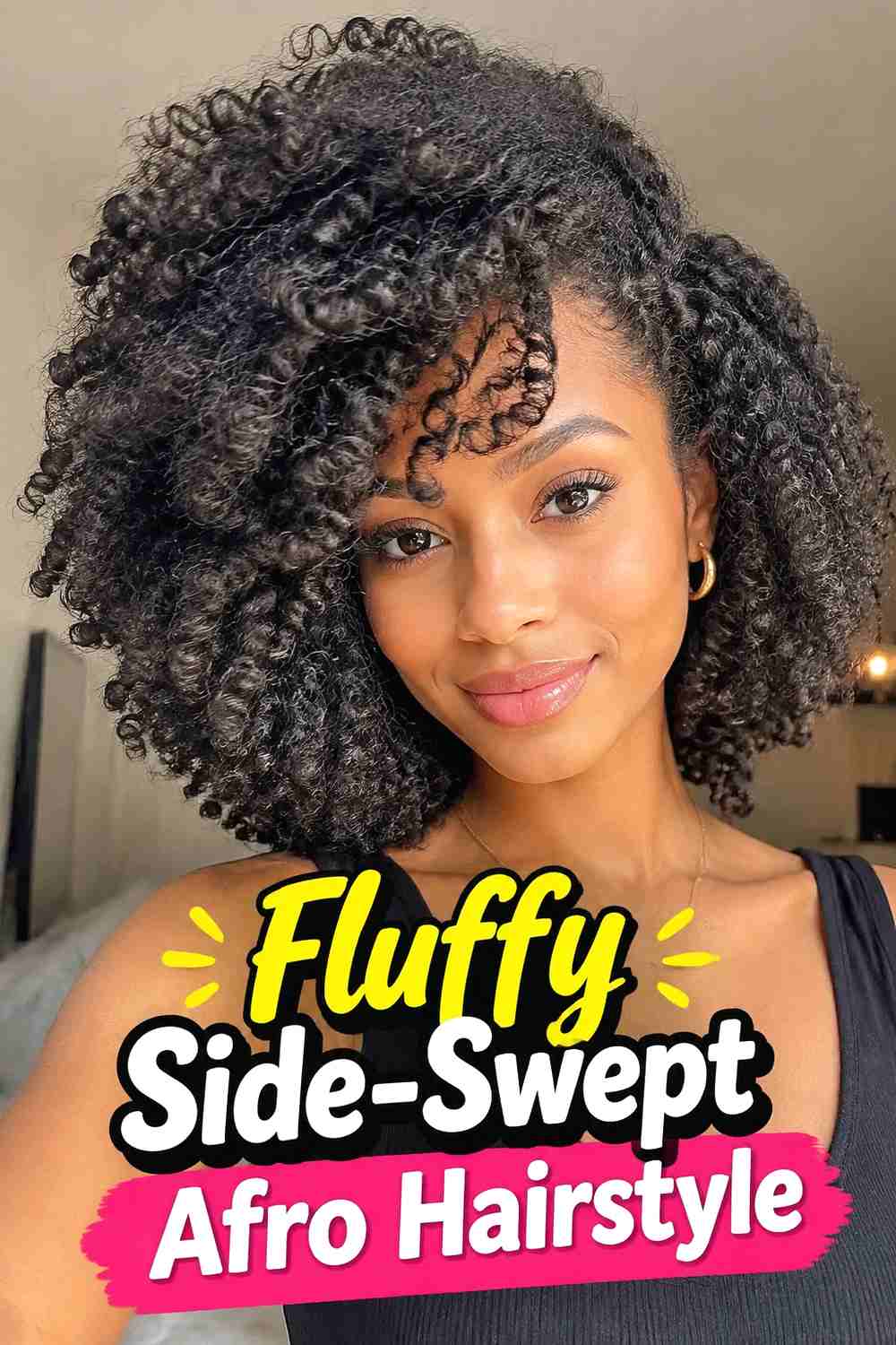 6. Fluffy Side Swept Afro Hairstyle