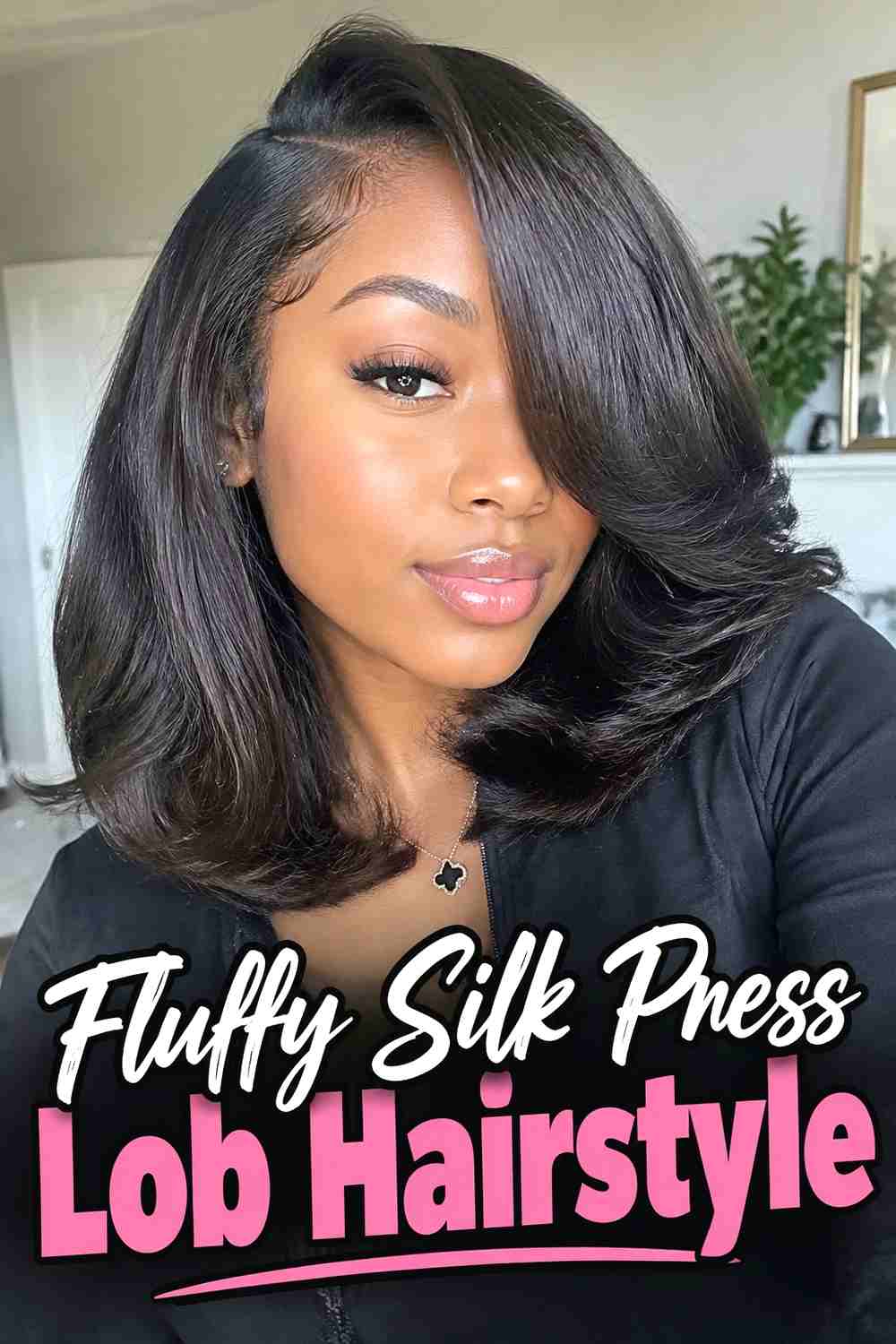 14. Fluffy Silk Press Lob Hairstyle