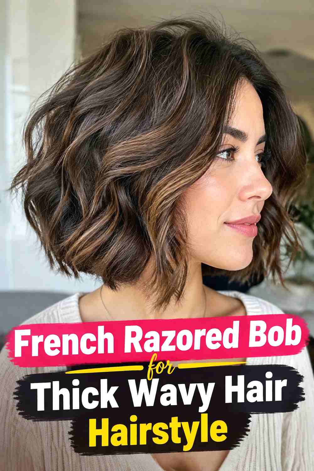 5. French Razored Bob For Thick Wavy Hair Hairstyle