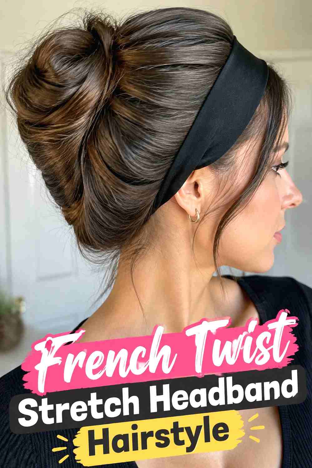 13. French Twist Stretch Headband Hairstyle