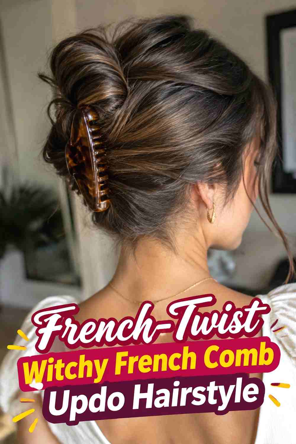 15. French Twist Witchy French Comb Updo Hairstyle