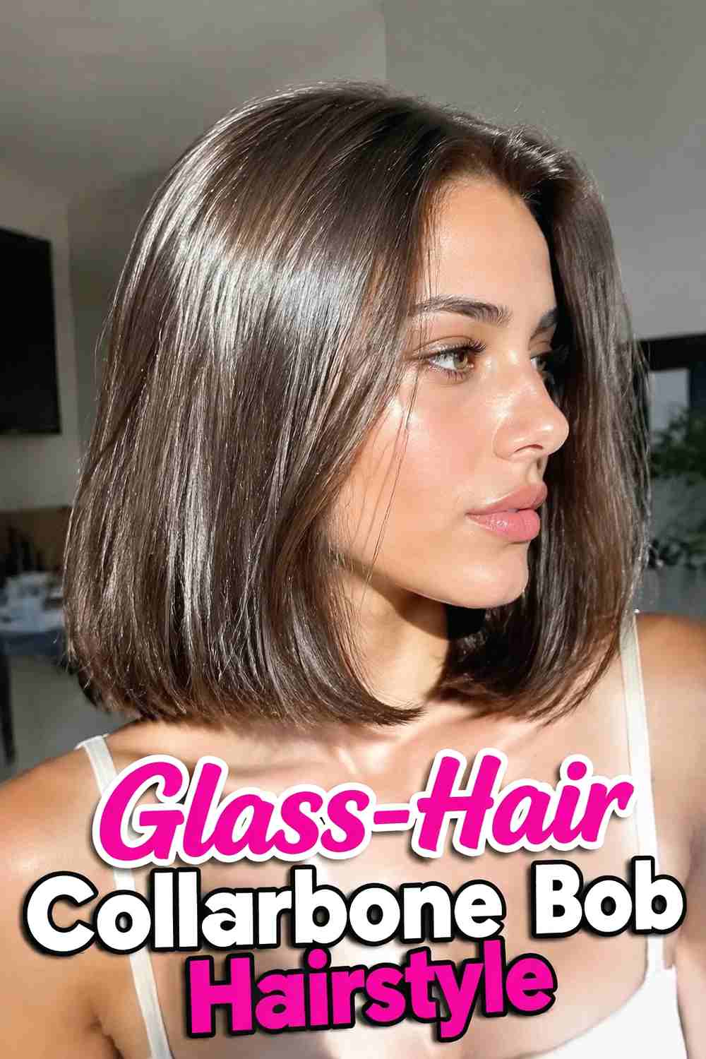 12. Glass Hair Collarbone Bob Hairstyle