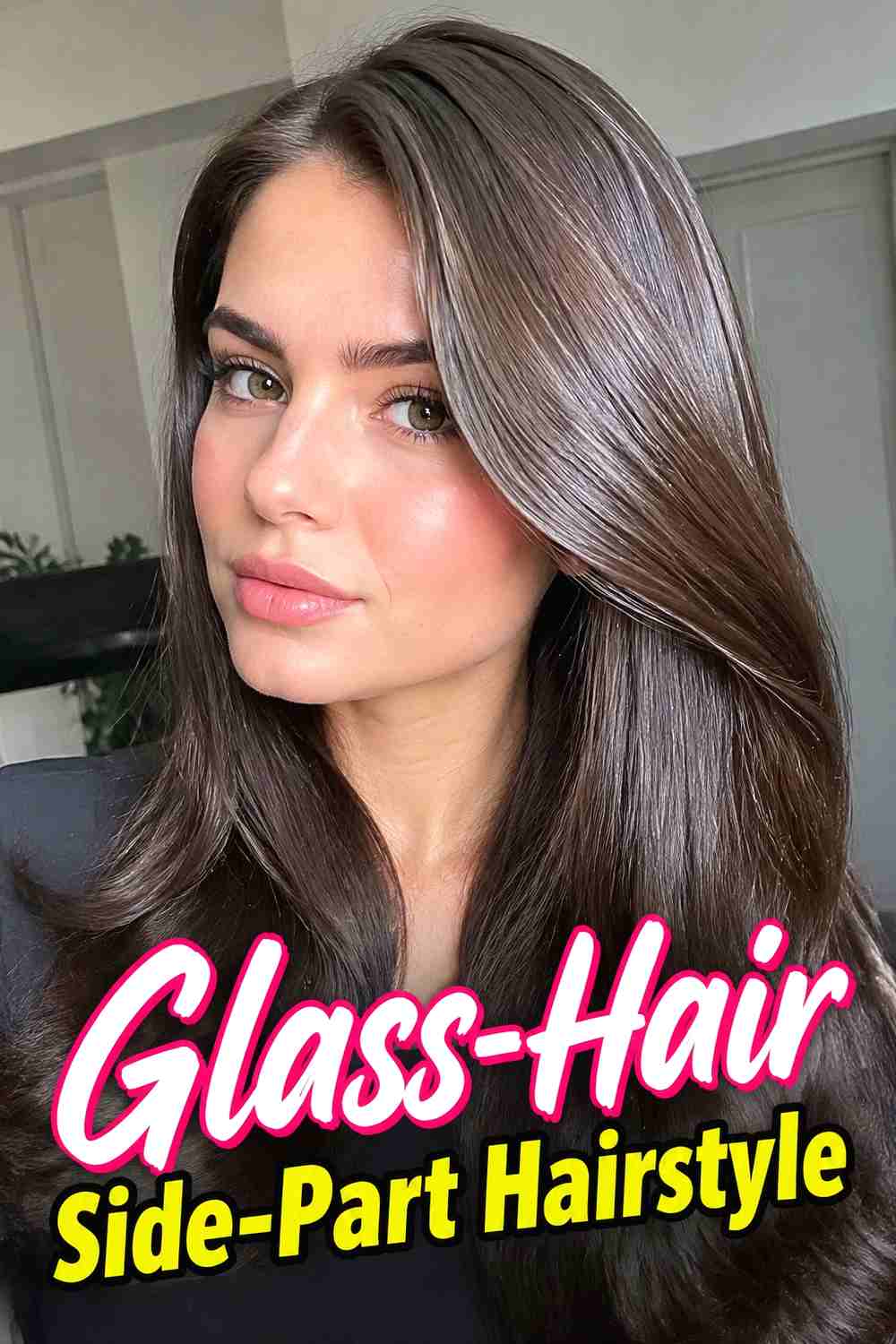 2. Glass Hair Side Part Hairstyle