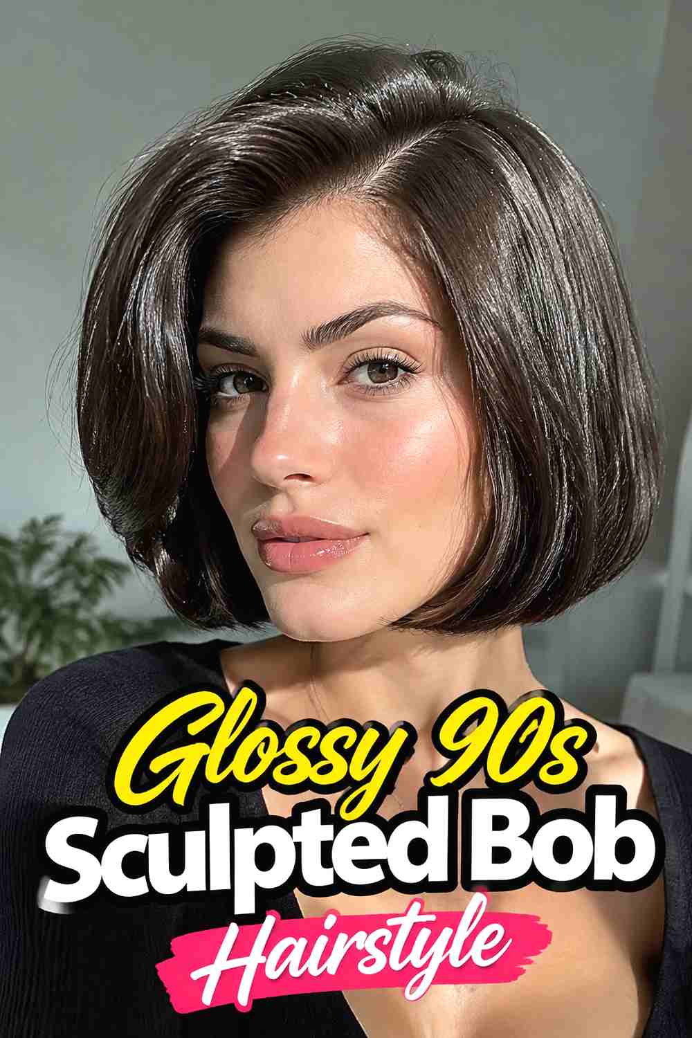 15. Glossy 90s Sculpted Bob Hairstyle