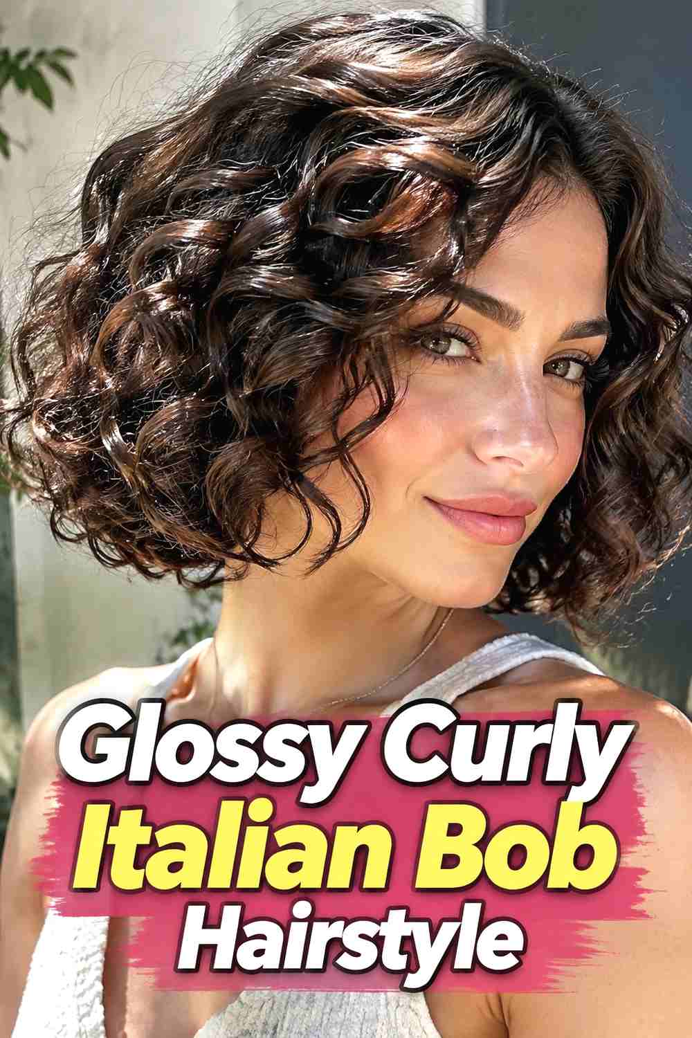 13. Glossy Curly Italian Bob Hairstyle