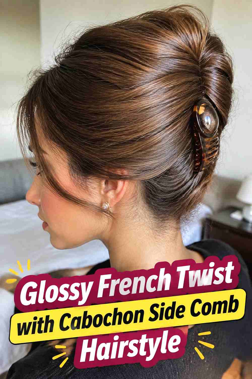 15. Glossy French Twist With Cabochon Side Comb Hairstyle