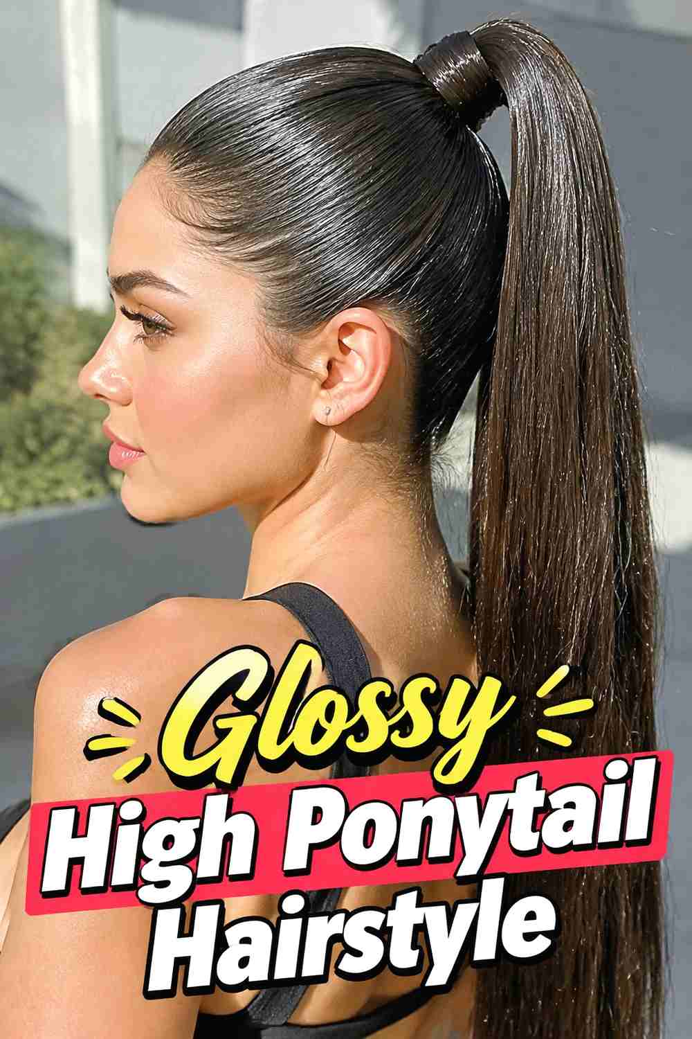 2. Glossy High Ponytail Hairstyle