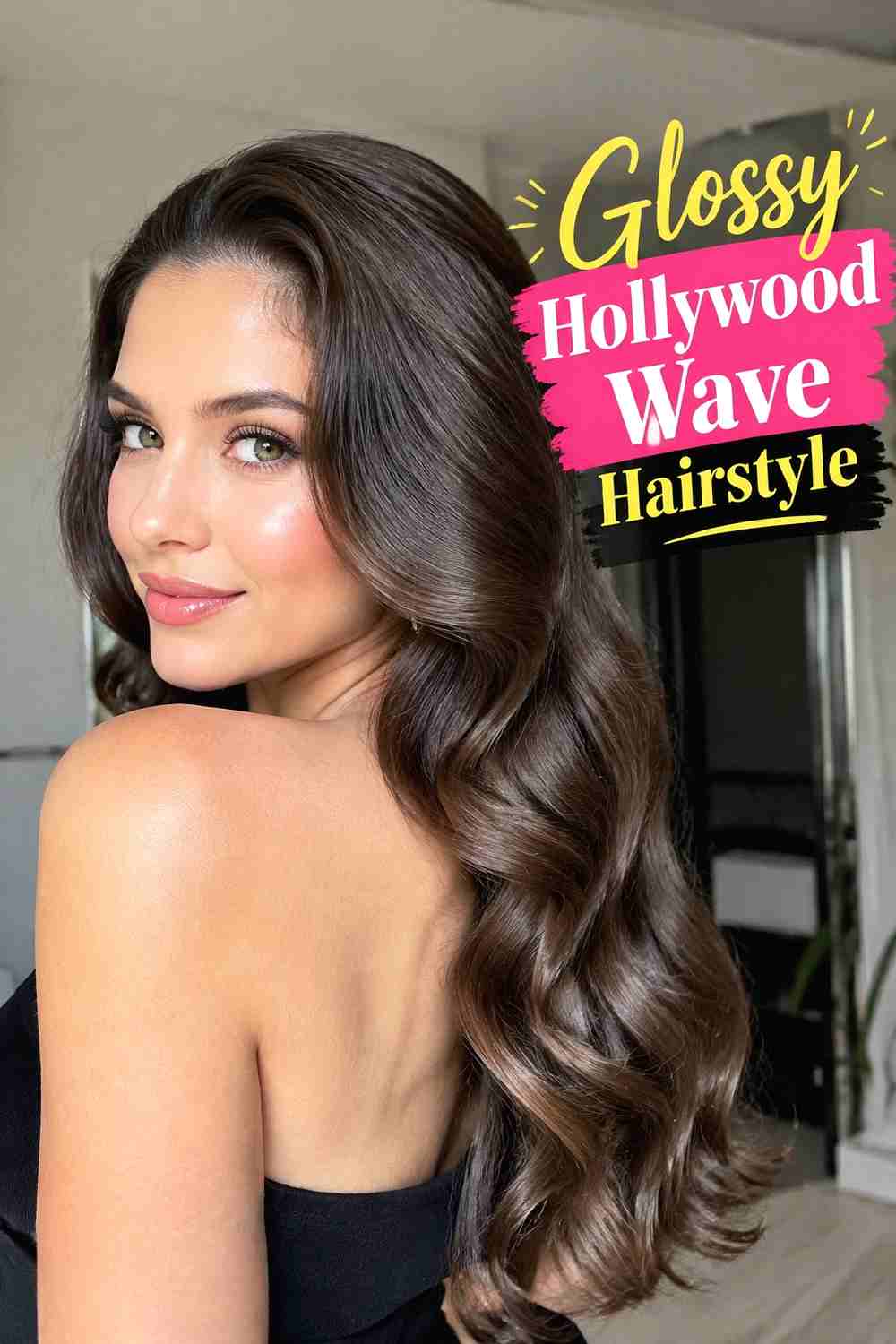 3. Glossy Hollywood Wave Hairstyle