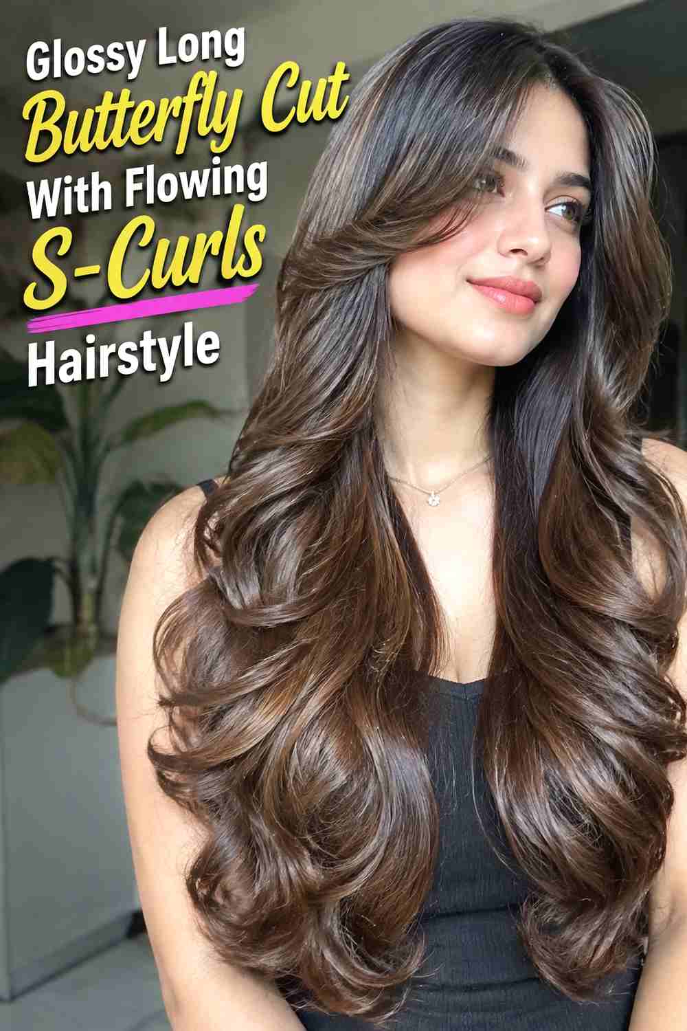 16. Glossy Long Butterfly Cut With Flowing S Curls Hairstyle