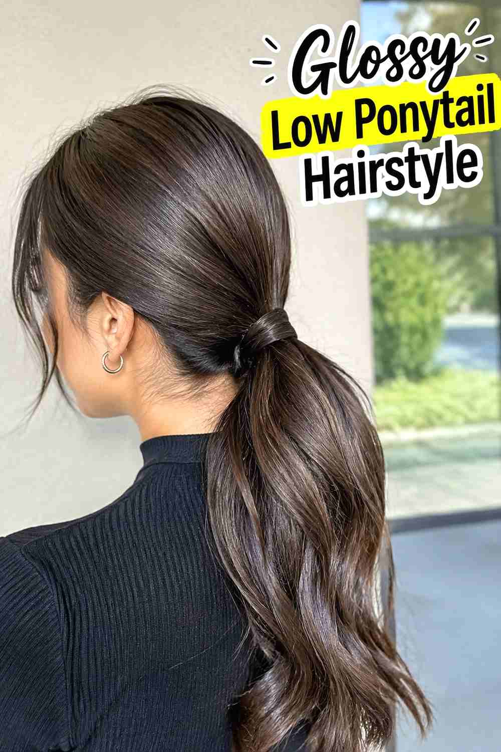 5. Glossy Low Ponytail Hairstyle