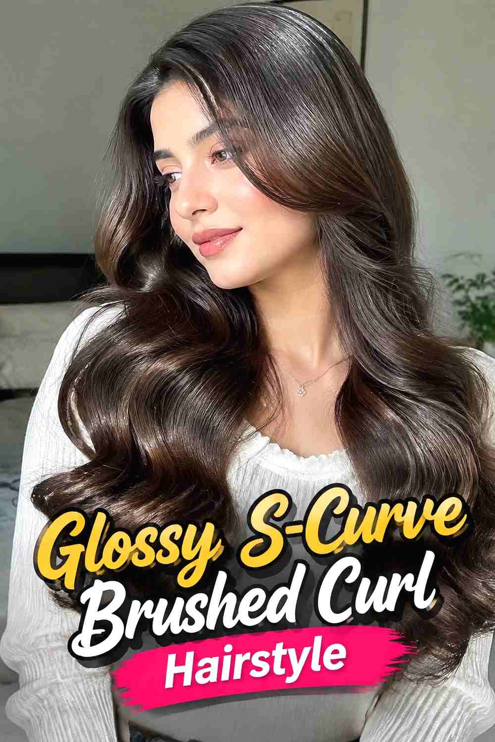 17. Glossy S Curve Brushed Curl Hairstyle