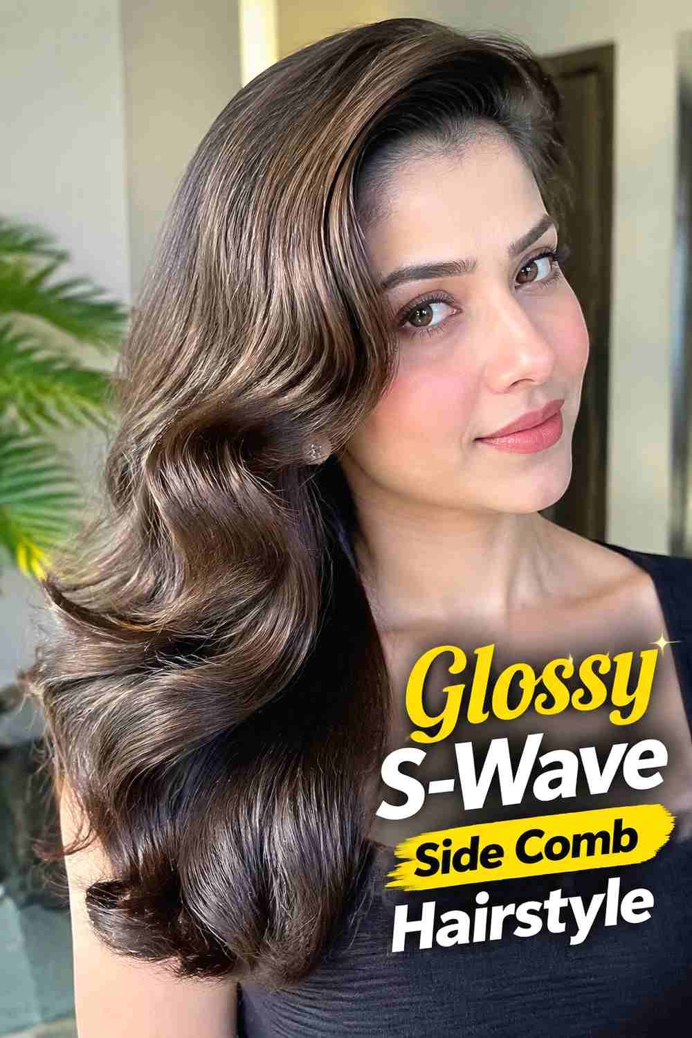 7. Glossy S Wave Side Comb Hairstyle